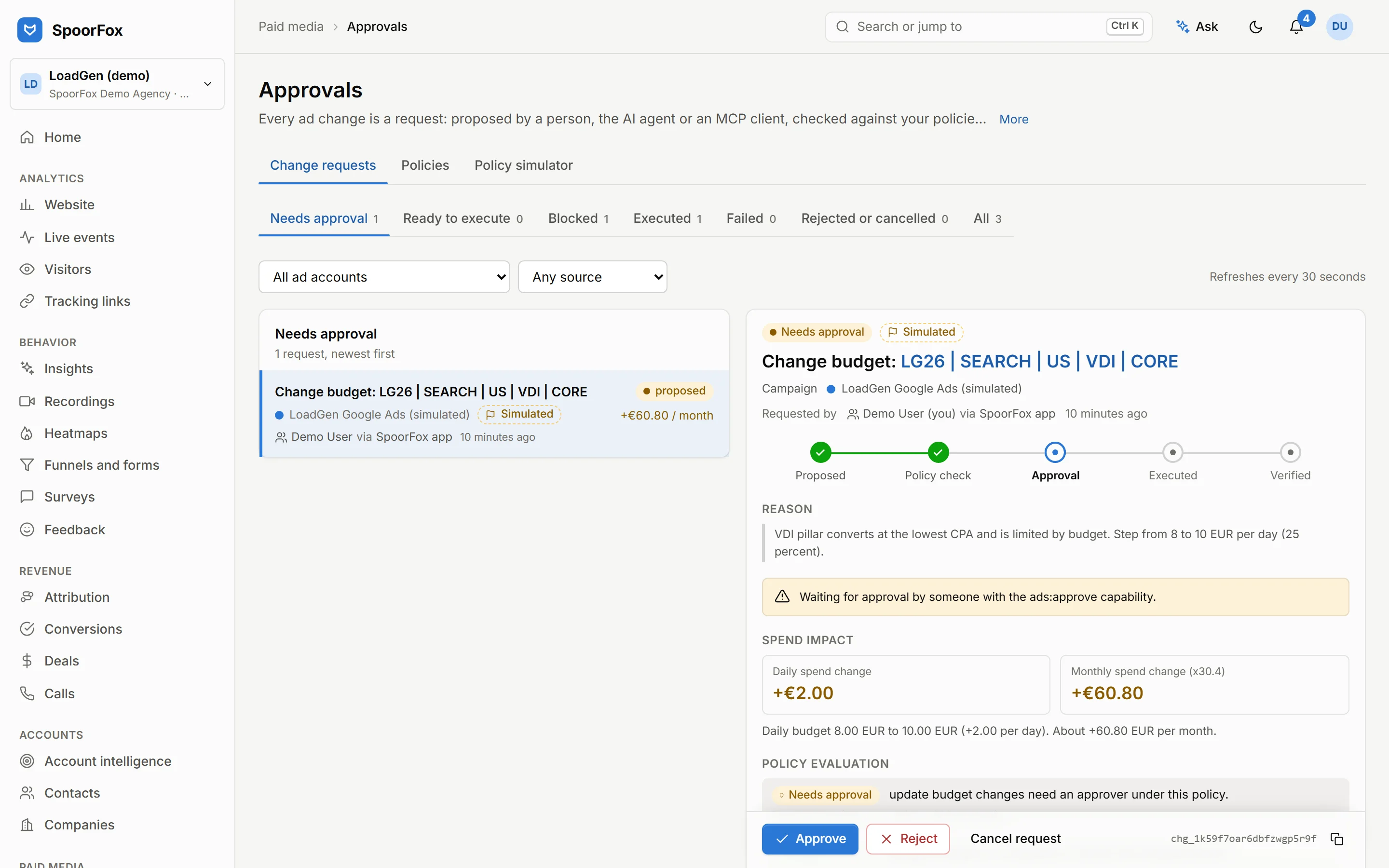Change request awaiting approval