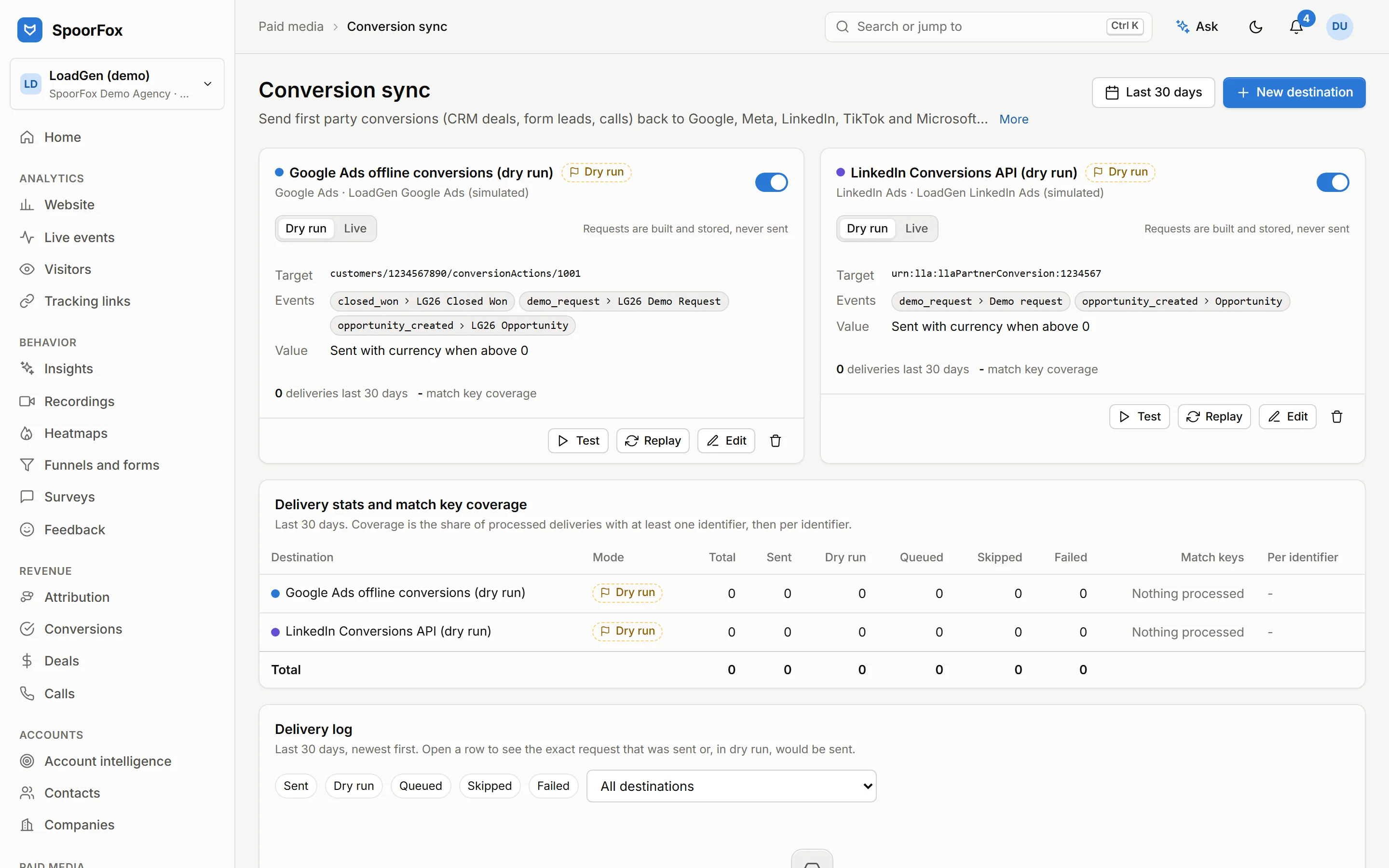 Conversion sync settings