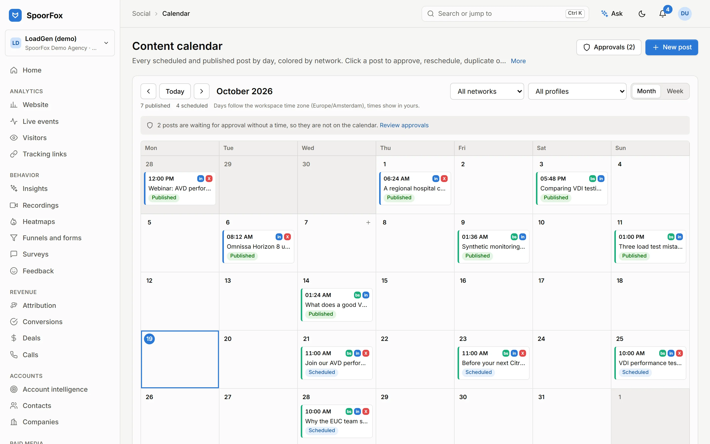 Content calendar