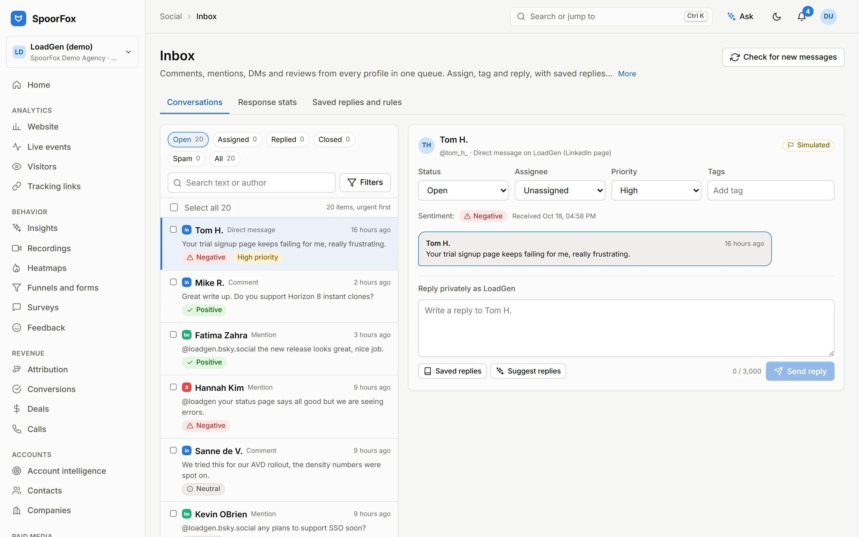 Unified social inbox